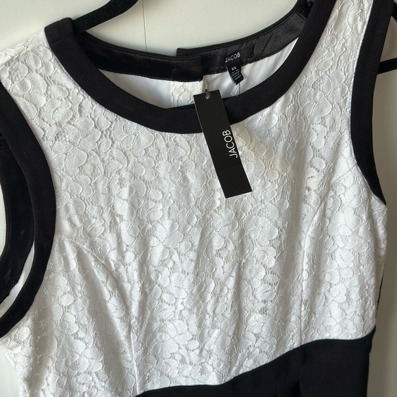 Jacob Black and White Sleeveless Embellished Midi Dress - Picture 3 of 3